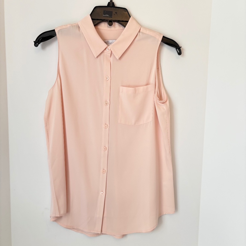 Nordstrom Signature Sleeveless Stretch Silk Blouse Pink XS NWOT